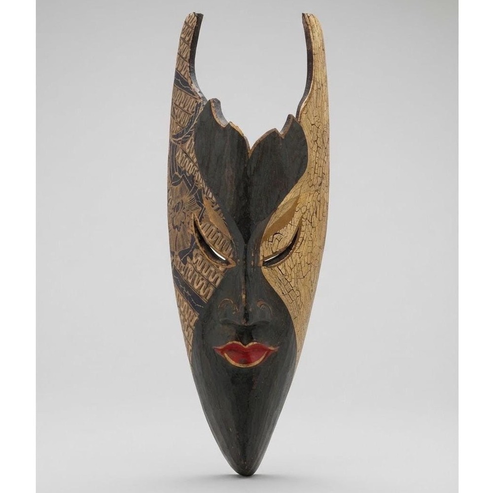 Bali Ethnic Tribal Wood Carved Mask Aflame Sejati Tribal Wall Art Asian Folk